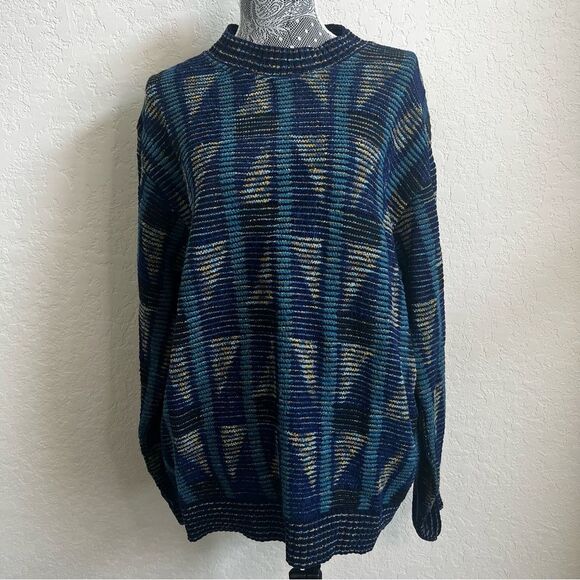 Pronto Uomo Vintage Acrylic Pullover Sweater Blue Men’s Size Large - Picture 1 of 7
